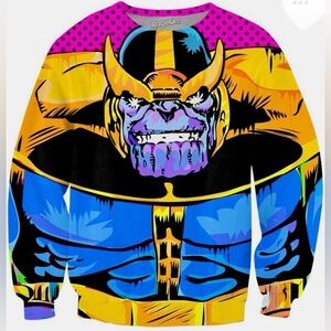 Rage On! Supervillain Thanos Colorful Graphic Sweatshirt Size XL